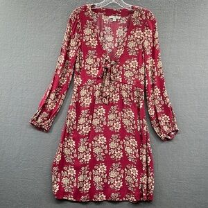 AMERICAN EAGLE FLORAL LAGENLOOK FLOWY V NECK TIE PRARIE PEASENT DRESS SZ MED